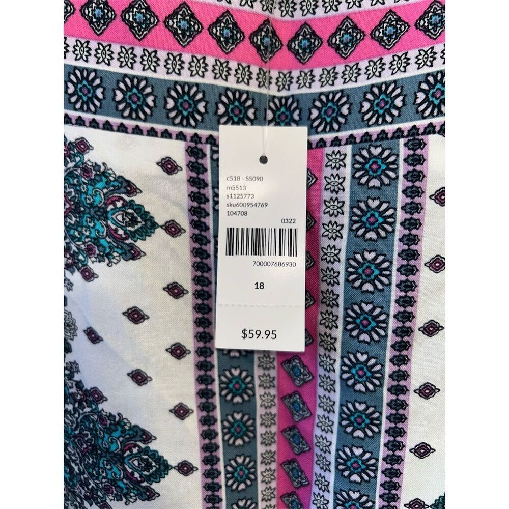 Lane Bryant Women's Size 18 Geometric Tunic Blouse Square Neck - Picture 4 of 7